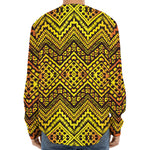 Gold African Ethnic Tribal Pattern Print Long Sleeve Baseball Jersey