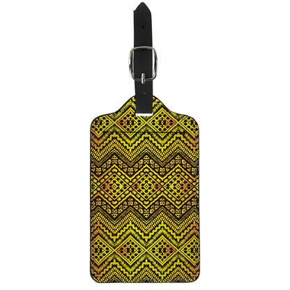 Gold African Ethnic Tribal Pattern Print Luggage Tag