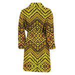 Gold African Ethnic Tribal Pattern Print Men's Bathrobe