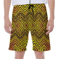 Gold African Ethnic Tribal Pattern Print Men's Beach Shorts