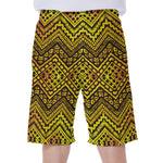 Gold African Ethnic Tribal Pattern Print Men's Beach Shorts