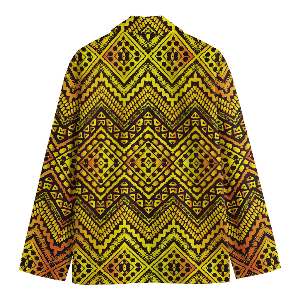 Gold African Ethnic Tribal Pattern Print Men's Blazer