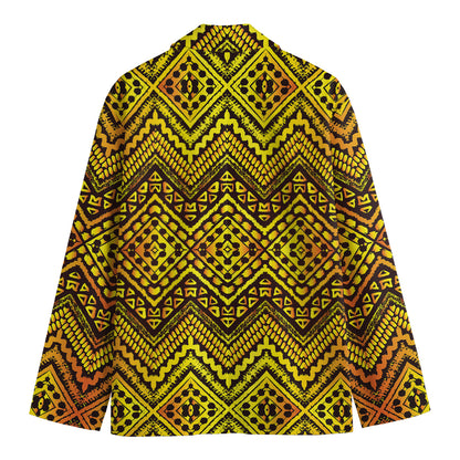 Gold African Ethnic Tribal Pattern Print Men's Blazer