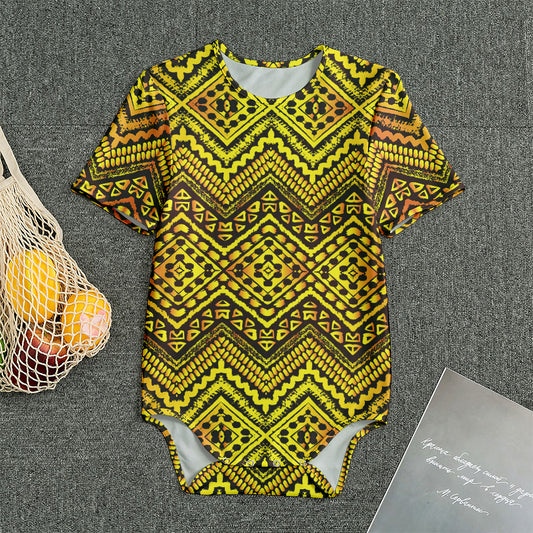 Gold African Ethnic Tribal Pattern Print Men's Bodysuit