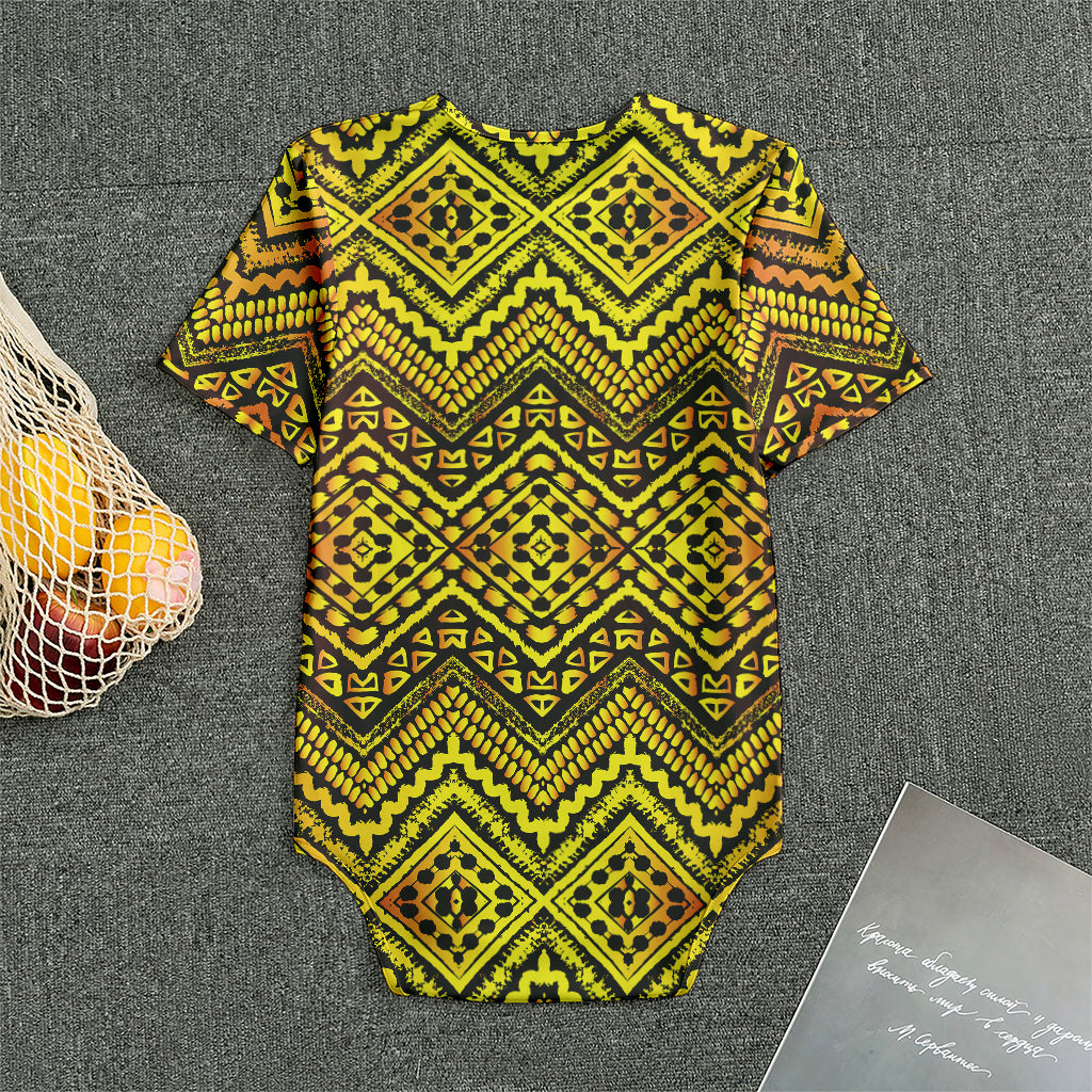 Gold African Ethnic Tribal Pattern Print Men's Bodysuit