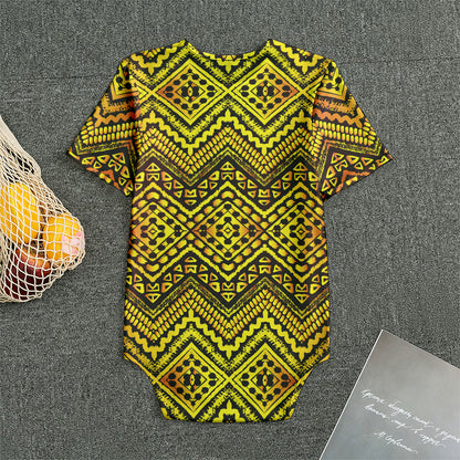 Gold African Ethnic Tribal Pattern Print Men's Bodysuit