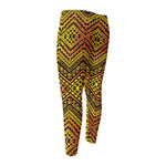 Gold African Ethnic Tribal Pattern Print Men's Compression Pants