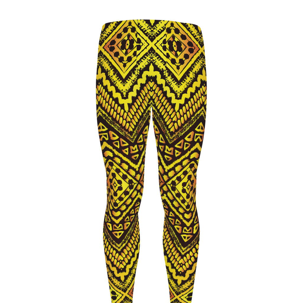 Gold African Ethnic Tribal Pattern Print Men's leggings