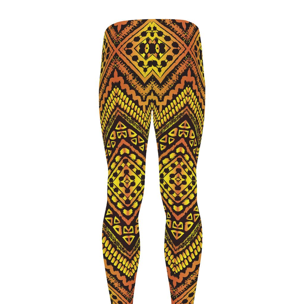 Gold African Ethnic Tribal Pattern Print Men's leggings
