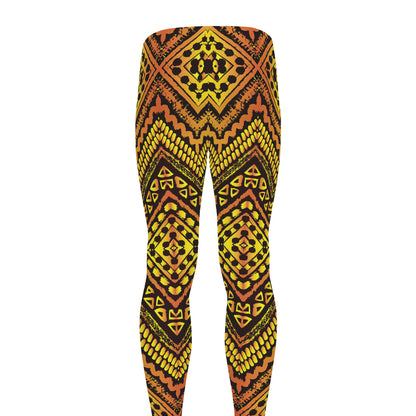 Gold African Ethnic Tribal Pattern Print Men's leggings