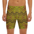 Gold African Ethnic Tribal Pattern Print Men's Long Boxer Briefs