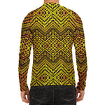 Gold African Ethnic Tribal Pattern Print Men's Long Sleeve Rash Guard