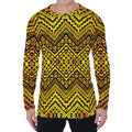 Gold African Ethnic Tribal Pattern Print Men's Long Sleeve T-Shirt
