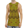 Gold African Ethnic Tribal Pattern Print Men's Muscle Tank Top