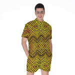 Gold African Ethnic Tribal Pattern Print Men's Rompers