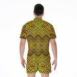 Gold African Ethnic Tribal Pattern Print Men's Rompers