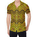 Gold African Ethnic Tribal Pattern Print Men's Shirt