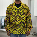Gold African Ethnic Tribal Pattern Print Men's Shirt Jacket