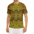 Gold African Ethnic Tribal Pattern Print Men's Short Sleeve Rash Guard