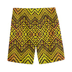 Gold African Ethnic Tribal Pattern Print Men's Sports Shorts