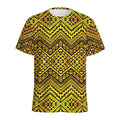 Gold African Ethnic Tribal Pattern Print Men's Athletic T-Shirt