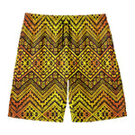 Gold African Ethnic Tribal Pattern Print Men's Swim Trunks