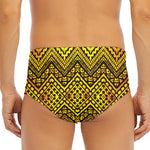 Gold African Ethnic Tribal Pattern Print Men's Triangle Swim Briefs