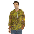 Gold African Ethnic Tribal Pattern Print Men's Velvet Pullover Hoodie