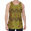 Gold African Ethnic Tribal Pattern Print Men's Velvet Tank Top
