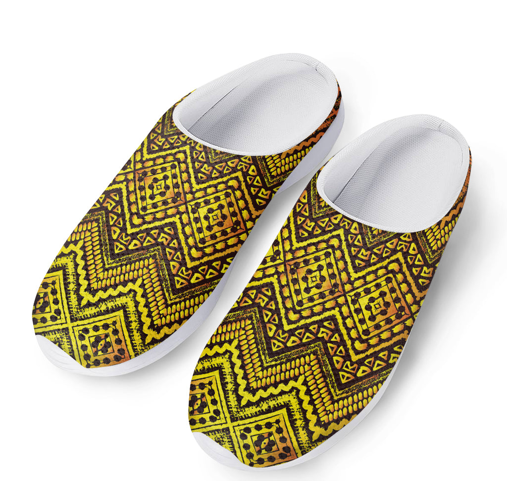 Gold African Ethnic Tribal Pattern Print Mesh Casual Shoes