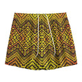 Gold African Ethnic Tribal Pattern Print Mesh Shorts