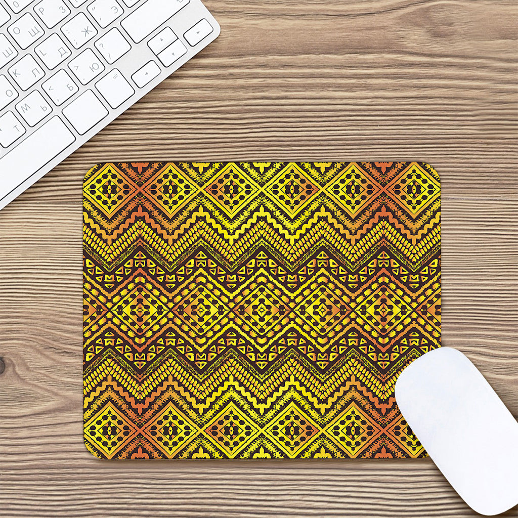Gold African Ethnic Tribal Pattern Print Mouse Pad