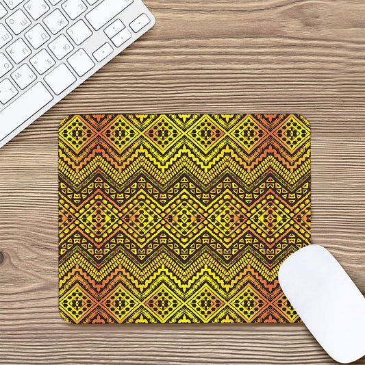 Gold African Ethnic Tribal Pattern Print Mouse Pad