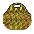 Gold African Ethnic Tribal Pattern Print Neoprene Lunch Bag