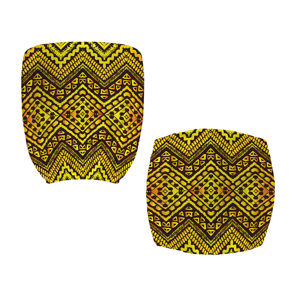 Gold African Ethnic Tribal Pattern Print Office Chair Cover