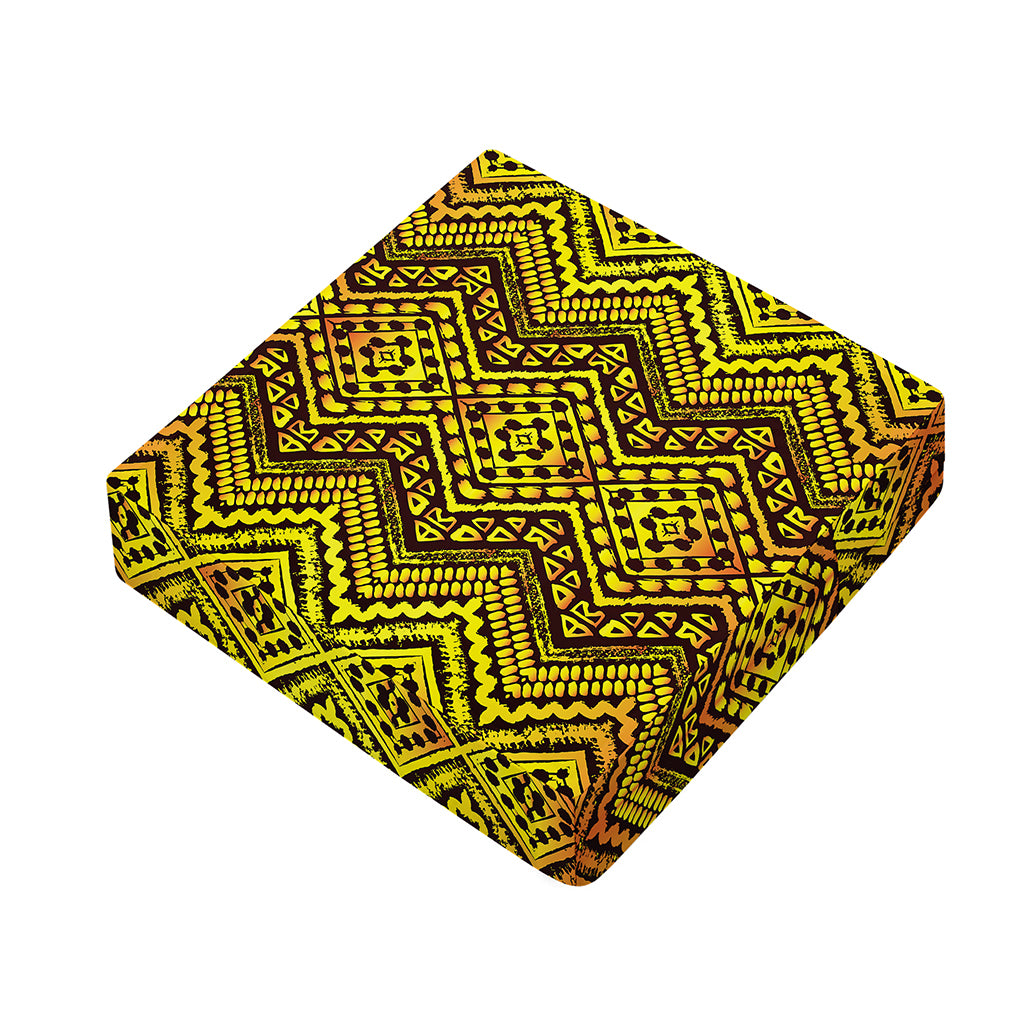 Gold African Ethnic Tribal Pattern Print Outdoor Seat Cushion Cover