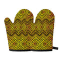 Gold African Ethnic Tribal Pattern Print Oven Mitts