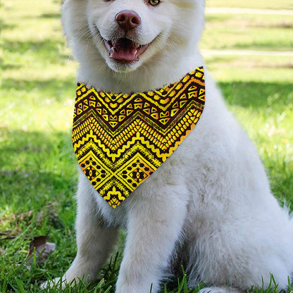 Gold African Ethnic Tribal Pattern Print Over The Collar Dog Bandana