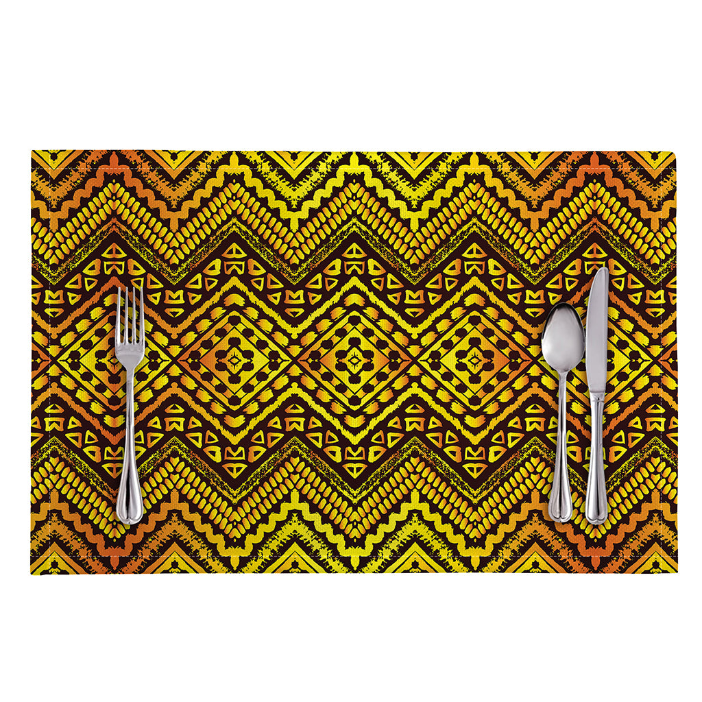 Gold African Ethnic Tribal Pattern Print Placemat