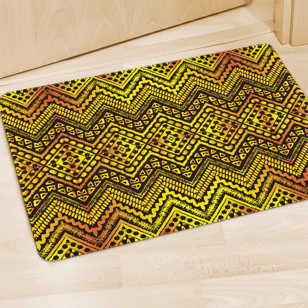 Gold African Ethnic Tribal Pattern Print Polyester Doormat