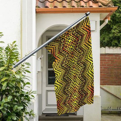 Gold African Ethnic Tribal Pattern Print Polyester Flag