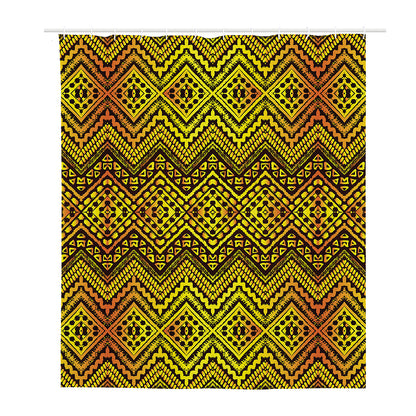 Gold African Ethnic Tribal Pattern Print Polyester Shower Curtain