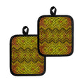 Gold African Ethnic Tribal Pattern Print Pot Holders
