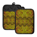 Gold African Ethnic Tribal Pattern Print Pot Holders With Pocket