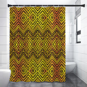 Gold African Ethnic Tribal Pattern Print Premium Shower Curtain