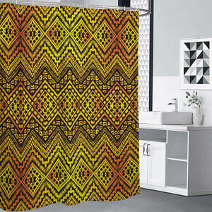 Gold African Ethnic Tribal Pattern Print Premium Shower Curtain