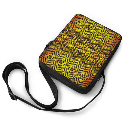 Gold African Ethnic Tribal Pattern Print Rectangular Crossbody Bag