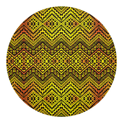 Gold African Ethnic Tribal Pattern Print Round Blanket