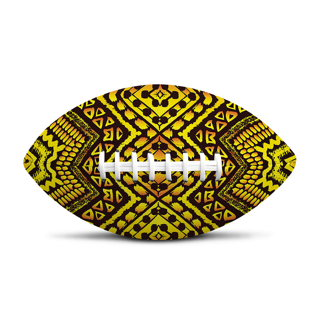 Gold African Ethnic Tribal Pattern Print Rugby Ball
