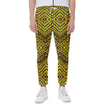 Gold African Ethnic Tribal Pattern Print Scuba Joggers